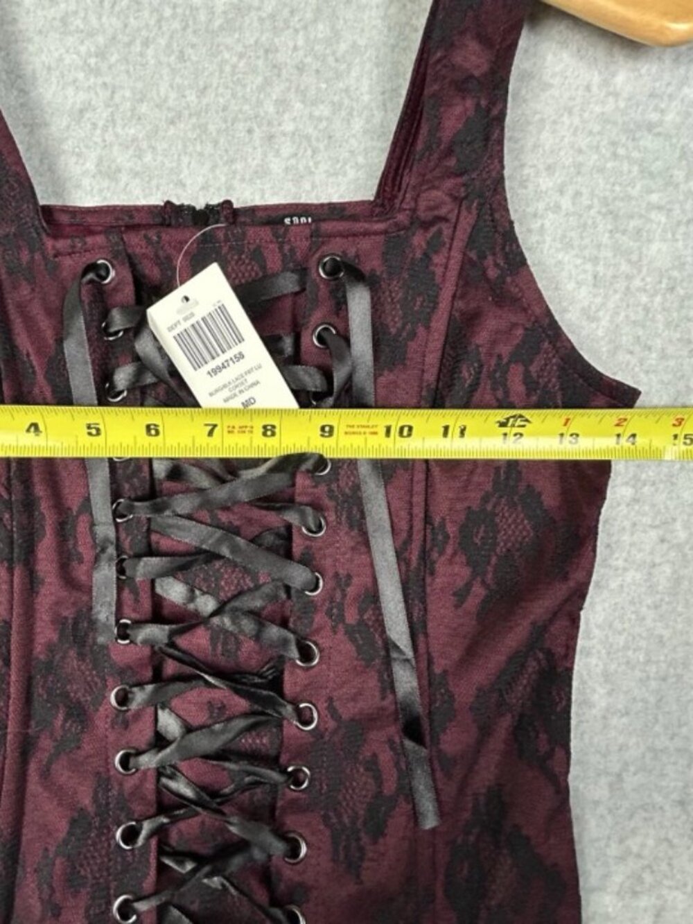 Social Collision Womens Sz M Lace Up Back Zip Corset Top Red Black Burlesque - Picture 11 of 14